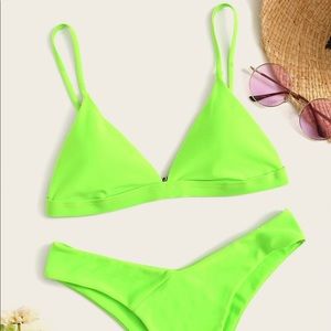 👙Neon Lime Triangle Top W/ High Leg Bikini Set